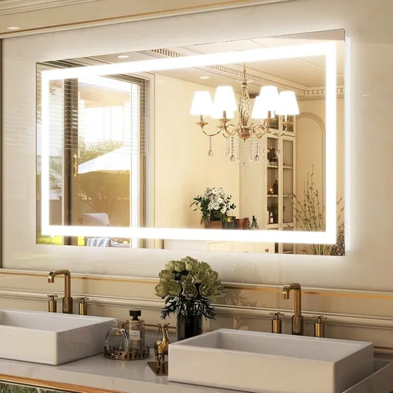 Espelho Retangular Horizontal Jateado Led 60x40cm Sens.touch