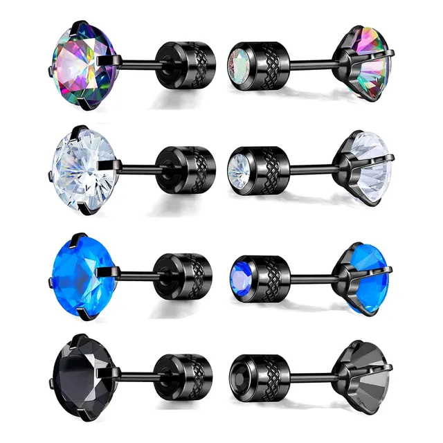 Par Aretes Hombre Diamante Topos Topitos 2en1 Piercing Mujer