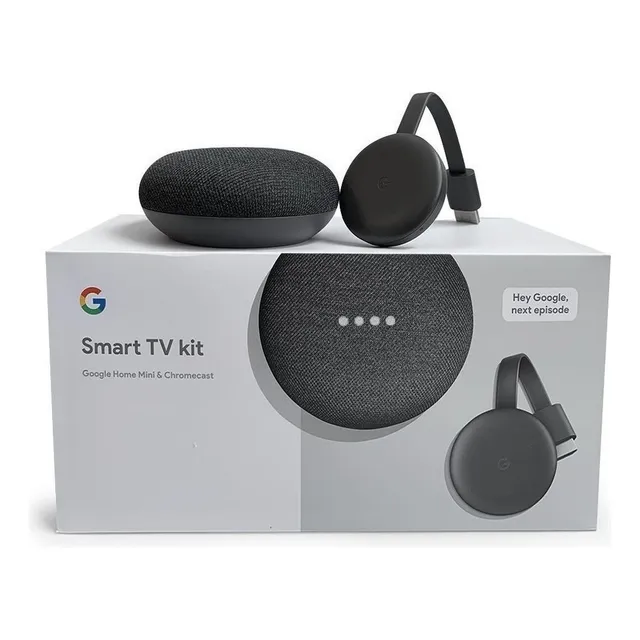 Google Chromecast 3rd Generation Full Hd Google Home Mini Smart TV Kit Carbón