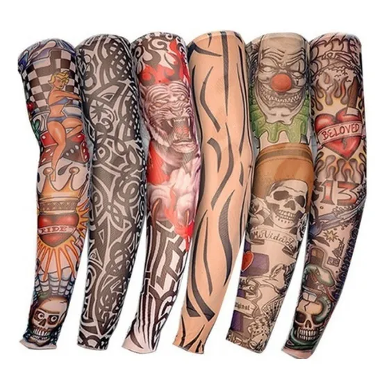 Manga Tatuada Tatuaje Tatto Sol Motorizado Ciclista Moto Par