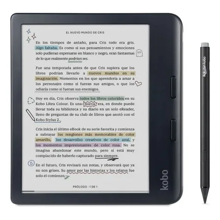 Lector E Reader Kobo Libra Colour Negro Con Lápiz Stylus 2