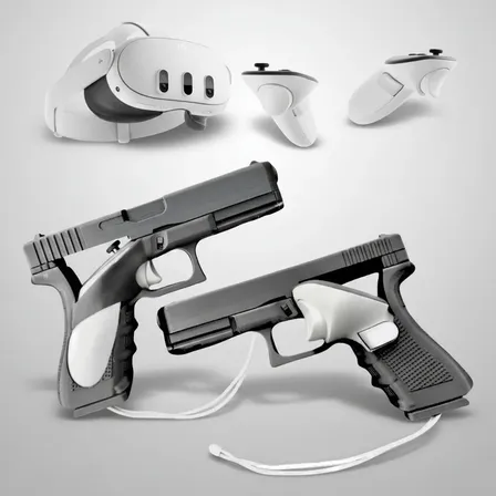 Arma Gun Pistola Suporte Para Controle  Oculos  Quest 3 Black- Quest 3