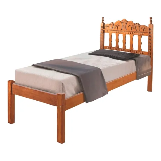 Cama Solteiro Paloma Madeira Sucupira Cera Quarto Braznelo Cor Sucupira Na Cera - Cama Paloma