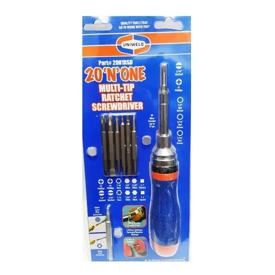 Destornillador Multiple 20 En 1 Con Ratchet Uniweld 20n1rsd