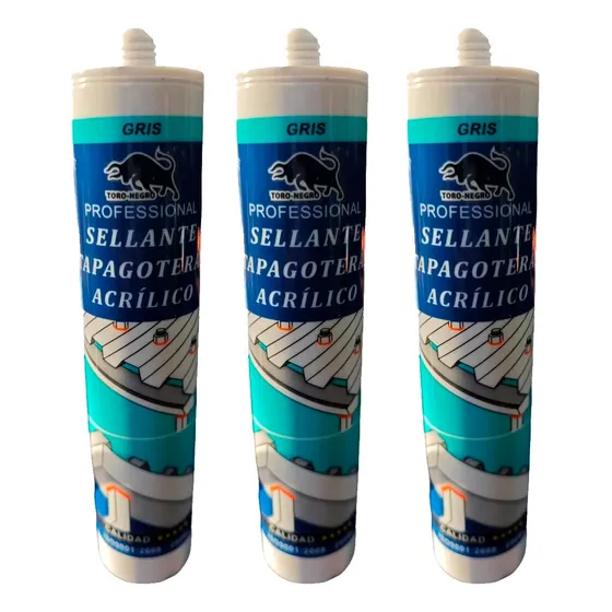 Pack 3 Silicona Tapagoteras 280ml Gris 