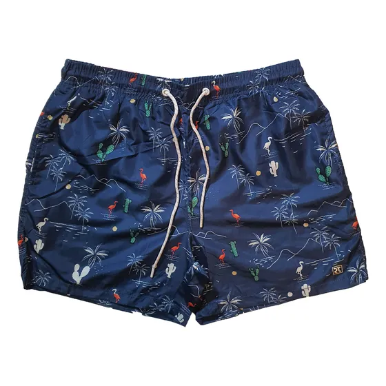 Malla Rush Town Natacion Hombre Estampada Azul Ras