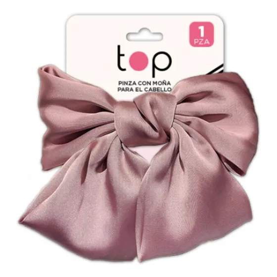 Pinza Para El Pelo Top Con Moña Rosa 1 Unidad