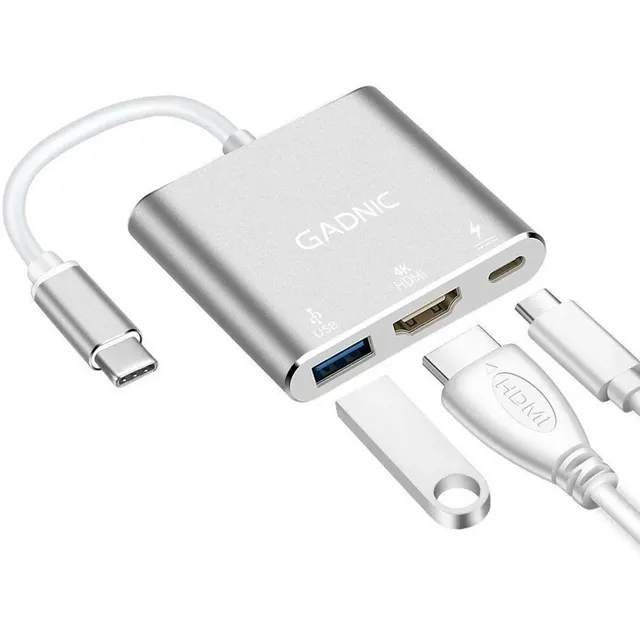 Adaptador Hub Gadnic 4k Usb C Usb 3.0 Hdmi Pc Mac 3 En 1