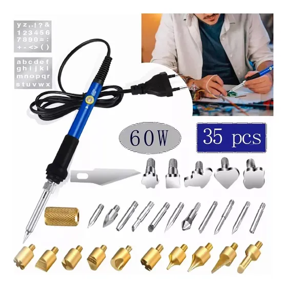 Pirograbador Cautin Para Madera Con Punta Lapiz 60w 35pcs