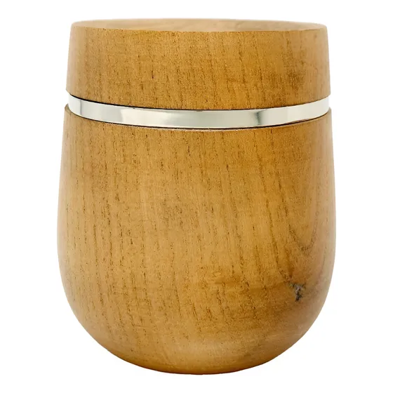 Mate Madera Caldén Con Aplique Alpaca Liso