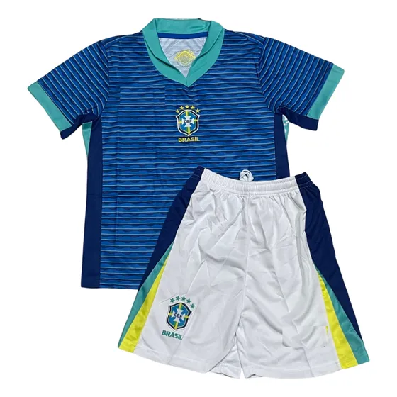 Camisa Seleção Do Brasil Conjunto Infantil Azul Torcedor