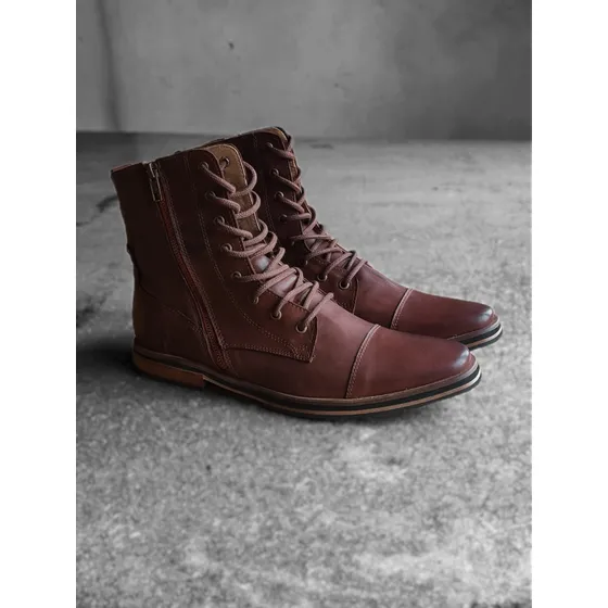 Bota Artesanal Con Cierre Ykk Cuero Vacuno Hombre