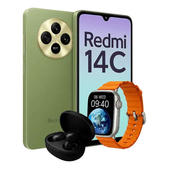 Redmi 14c 128gb/4gb Verde Global + Fone Bt + Relógio
