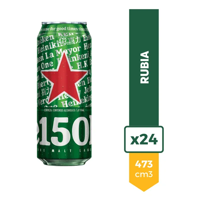 Cerveza Heineken Rubia Lata 473ml 150 Años Pack X24 La Barra