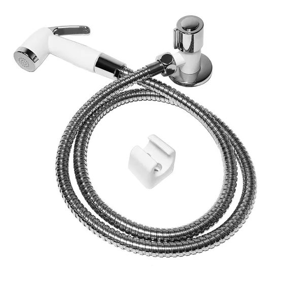 Ducha Higiênica Gatilho Cromado 1/4 De Volta Mangueira Inox