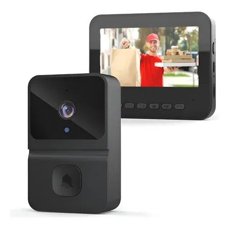 Campainha Sem Fio Com Barreiras Video Porteiro Eletrônico Preto 3.7v