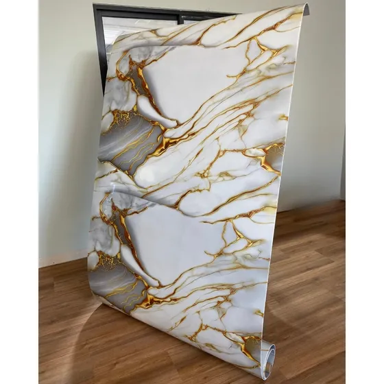 Revestimento Mármore Flexível Grande Autocolante Rolo 3,6m2 Cor Cristal Aureo