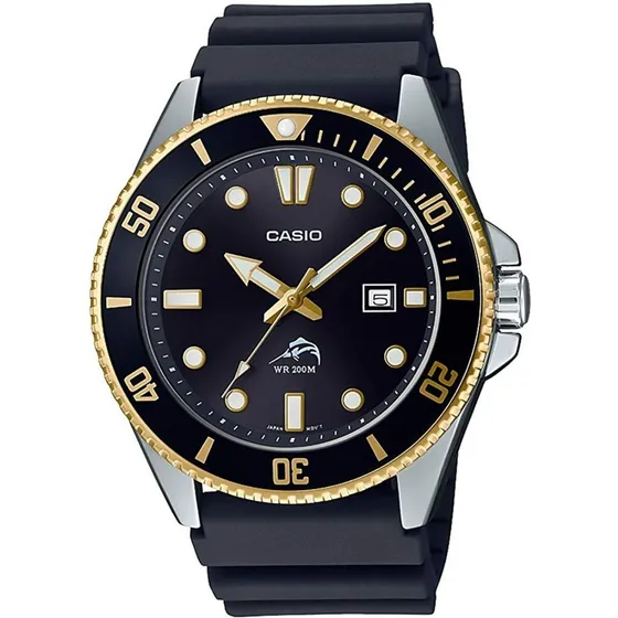 Reloj pulsera Casio MDV-106-1AV con correa de resina color negro - bisel negro/dorado