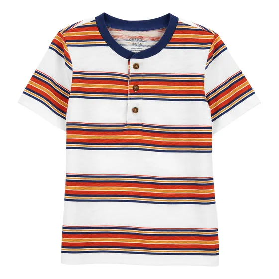 Remera Carters Henley Algodón Manga Corta A Rayas Ub