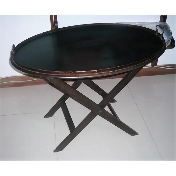 Mesa De Servir Plegable Ovalada En Madera Oscura