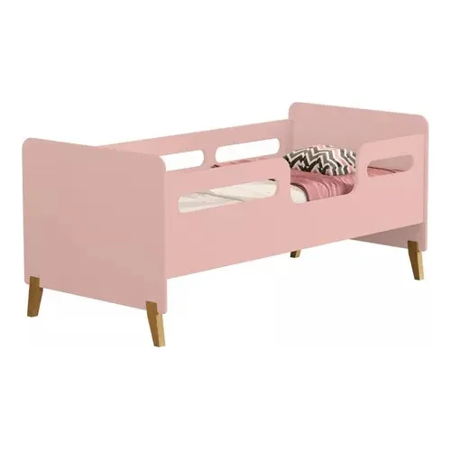 Cama Infantil Cecilia Com Grade De Proteção Rose
