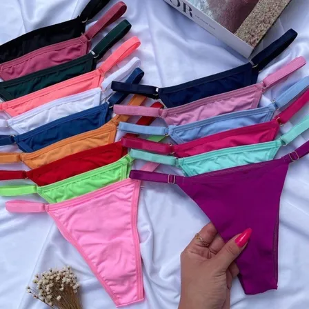 Kit 10 Calcinhas Fio Dental Duplo Regulagem Metal Feminina