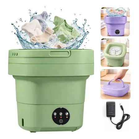 Mini Máquina De Lavar Roupa Centrífuga VLX 11L Portátil Bivolt Roxo/verde