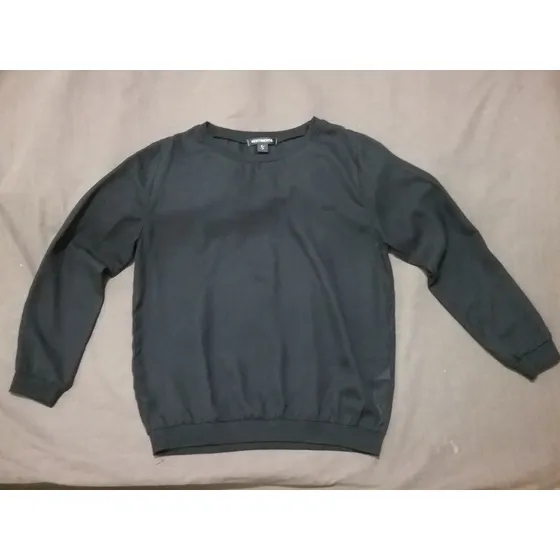 Blusa Manga Larga Negra Tela Traslúcida Marca Vestimenta