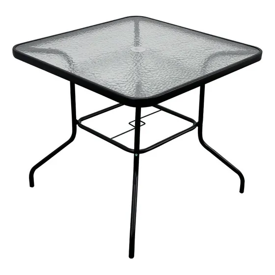 Mesa De Vidrio Y Aluminio de exterior Yessi color negro