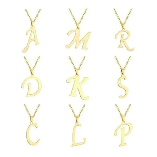 Collar Letras Iniciales Nombres A-z Acero Inoxidable Mujer
