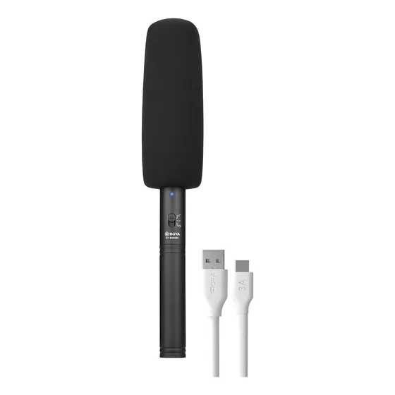 Microfone Shotgun Boya By-bm6060 + Cabo Usb 2.0 A/c Branco