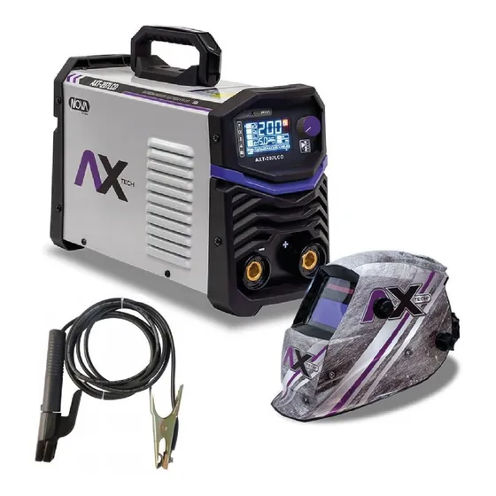Ax Tech 207 Lcd 200a 110/220 Soldador Inversor + Careta Elec Color Gris