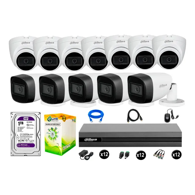 Cámaras Seguridad Dahua  Kit 12 Cámaras Full Hd Audio 1tb