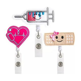 Suporte P/ Crachå Enfermagem Kit 3 Seringa Coração Curativo Suporte P/ Crachå Enfermagem Kit 3 Seringa Coração Curativo