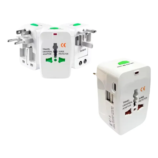 Adaptador Viajero Cargador 2 Usb Y Usb-c Toma Universal 220v