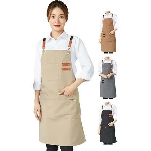 Zx Apron With Bib And Pockets (flower/leaf)q1 | MercadoLivre