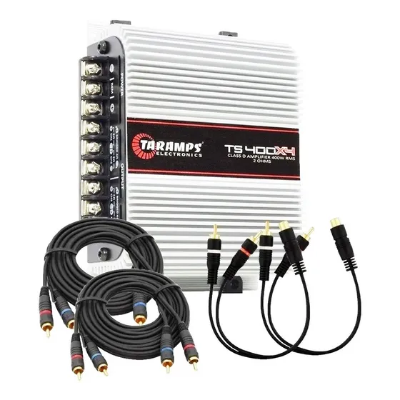 Amplificador Taramps Ts400 Com Kit Rca E Y Para Instalação