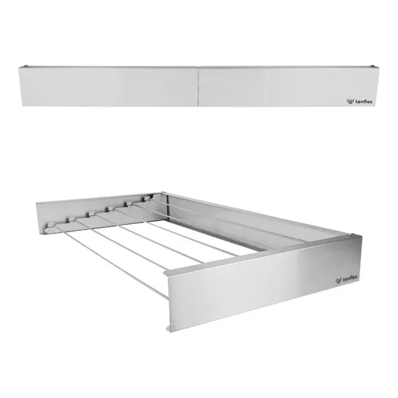 Tendedero Tenflex 100x50cm 6 Varillas Acero Inoxidable Para Pared Color Gris
