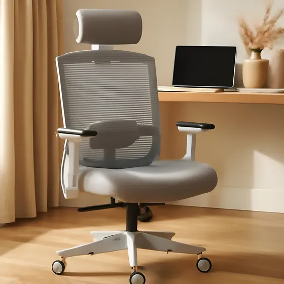 Silla de escritorio Form Office Taylor ergonómica gris claro con tapizado de mesh y tela