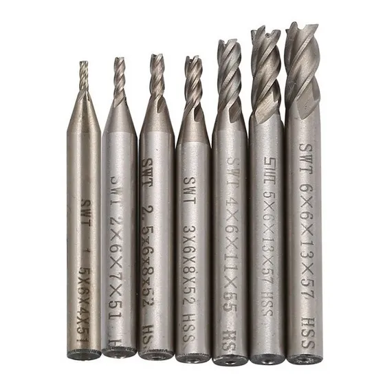 7 Broca Fresa Flauta Cnc Hss Cortador Perforacion Molino