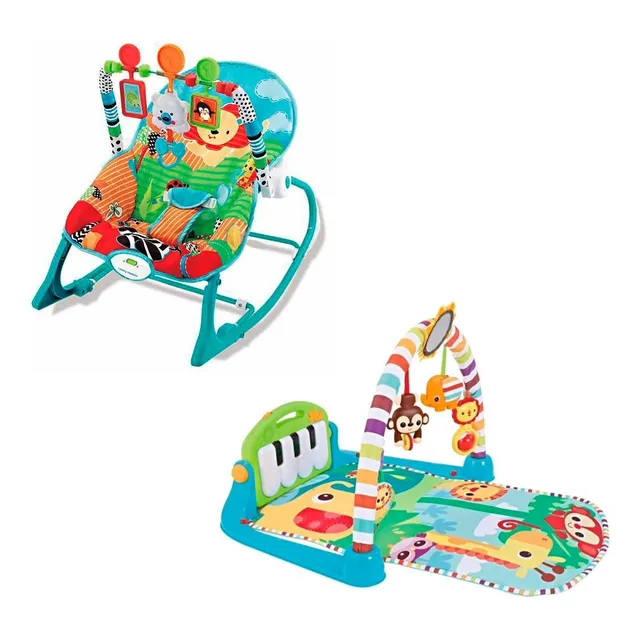 Silla Mecedora Bebe 18kg + Musical Gimnasio Pelotero