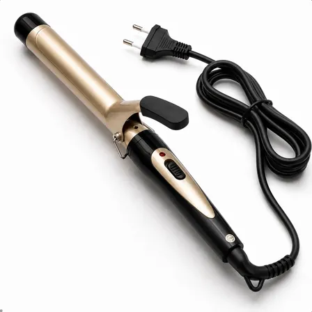 Modelador De Cachos Cerâmico 25mm Profissional Bivolt Ondas Dourado 127/220v