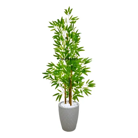 Planta Bambu Artificial Permanente + Vaso Decorativo
