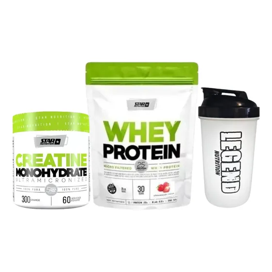 Star Nutrition Whey Protein 908gr + Creatina 300 Gr + Shaker