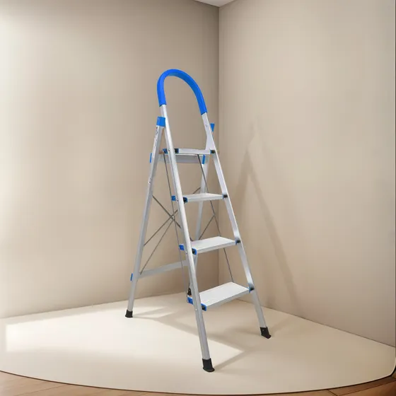 Banco Escalera Aluminio Reforzado Plegable 4 Escalones Ancho Color Azul KLD