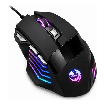 Mouse Gamer RGB USB Com Fio 3200 DPI Ajustável 7 Botões Fire Button LED 7 Cores Para PC Ergonômico