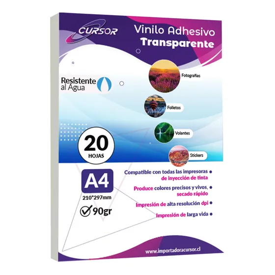 Vinilo Adhesivo Transparente Resistente Al Agua A4 20 Hojas