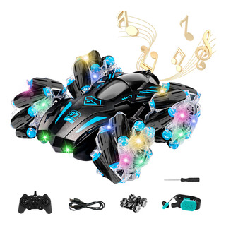 Auto De Acrobacias Con Luces Para Niños De 2.4g 360° Color Negro Personaje Stunt Car Auto De Acrobacias Con Luces Para Niños De 2.4g 360° Color Negro Personaje Stunt Car