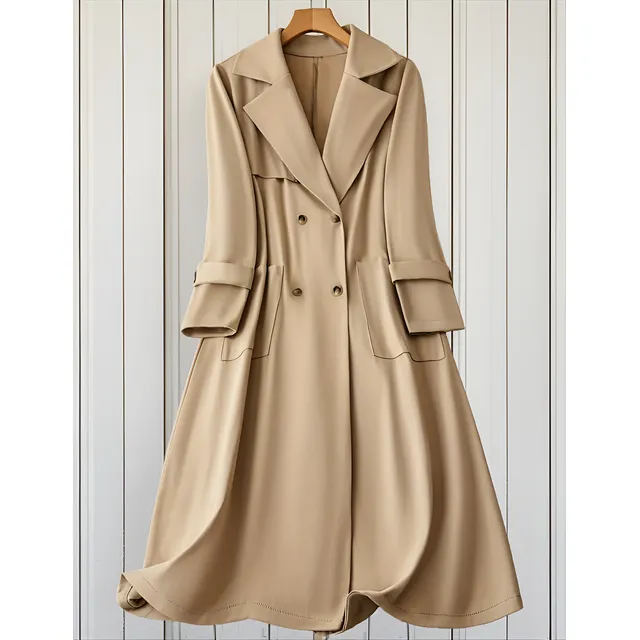 Abrigo Para Mujer Con Doble Botonadura Y Manga Larga, Gabardina, Talla 3xl