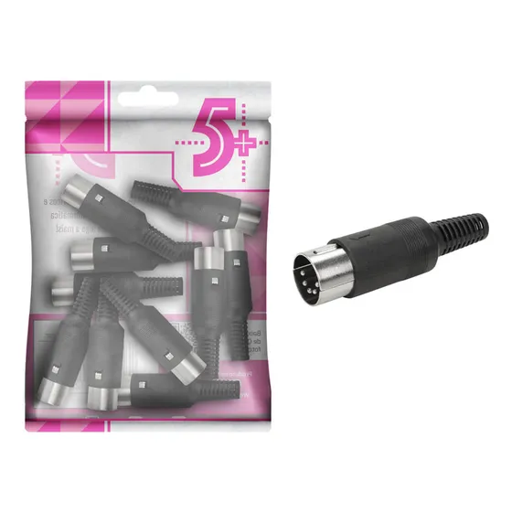 10x Plug Din 5 Pinos Macho 180 Graus Alta Qualidade